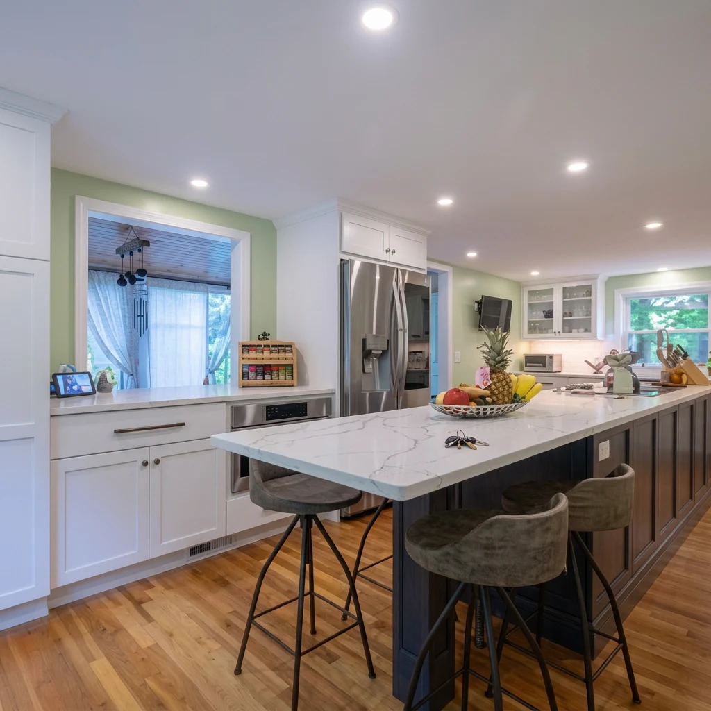 Sudbury Family Kitchen w/ Navy Island Dining Bar — view 10