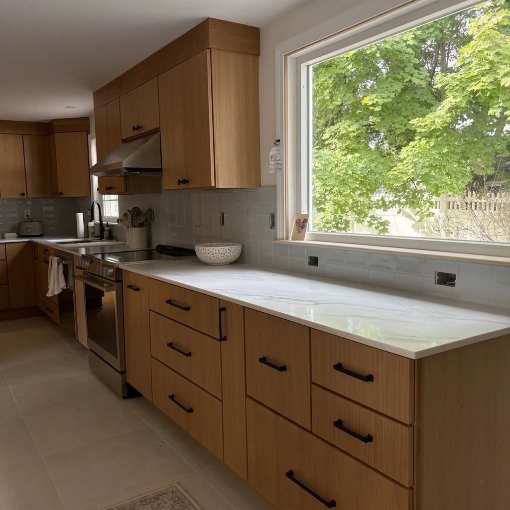 Dedham Warm White-Oak Kitchen — view 2