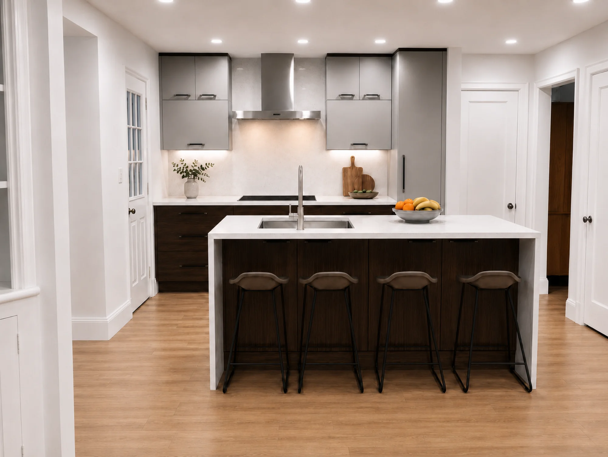 Newton Contemporary Walnut Kitchen — view 2